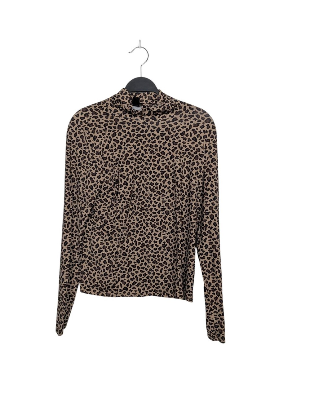 St. John Leopard Animal Print Long Sleeve Mock Neck Classic Top Size Large